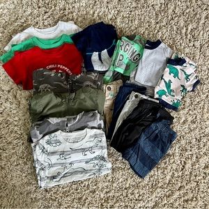 Lot of 17 boys 2T clothes, pj’s, and jackets
